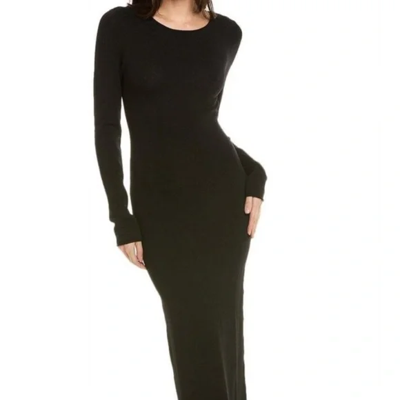 STAUD SUZEL BLACK KNIT  LONG SLEEVE MAXI DRESS SMALL - Picture 2 of 14